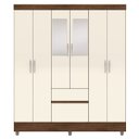 Ver imagem 1 de Guarda-roupa Casal 6 Portas 2 Gavetas com Espelho Ideval Imbuia/champanhe