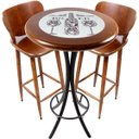 Ver imagem 1 de Conjunto Mesa Madeira Azulejo 60cm - Bistrô Fixa 98cm + 2 Banquetas 73 - Natural - More Wine