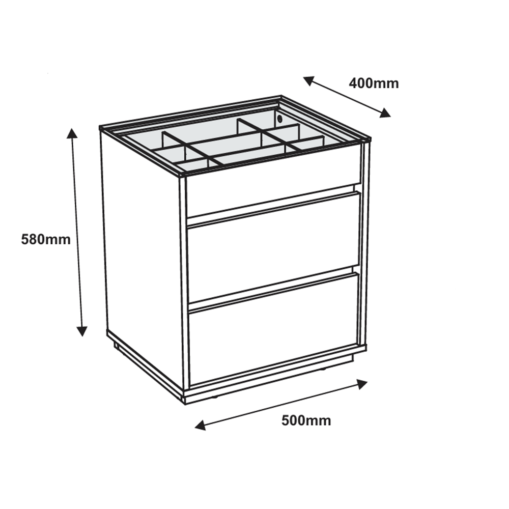 Mesa de Cabeceira 3 Gavetas com Organizador Tampo Vidro Belize  - 4