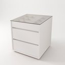 Ver imagem 3 de Mesa de Cabeceira 3 Gavetas com Organizador Tampo Vidro Belize Branco