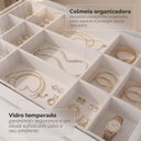 Ver imagem 7 de Mesa de Cabeceira 3 Gavetas com Organizador Tampo Vidro Belize Branco