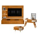 Ver imagem 1 de Estante Home Theater Suspenso Atena com Aparador Estoril e Mesa de Centro Indianápolis Cinamomo Off