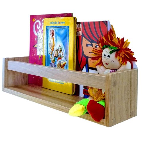 Nicho Organizador de Livros Brinquedos Quarto Infantil Prateleira Livreiro Mdf Madeira 55cm:marrom