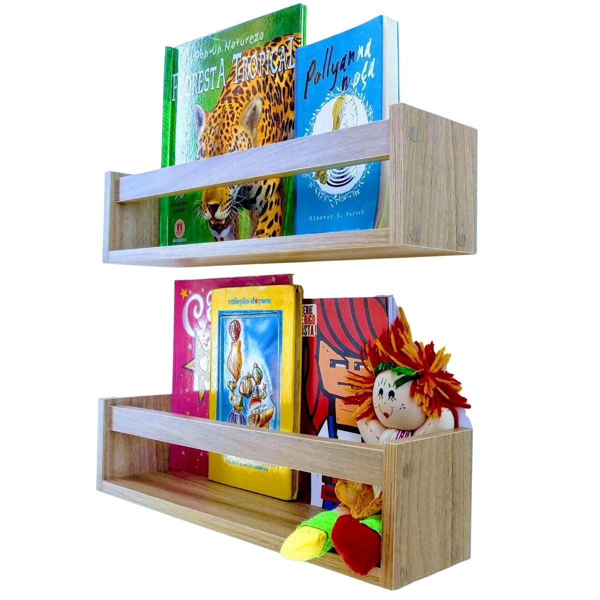 Nicho Organizador de Livros Brinquedos Quarto Infantil Prateleira Livreiro Mdf Madeira 55cm:marrom - 2
