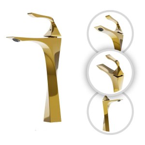 Torneira Banheiro Dourada Paris Monocomando 100% Metal Premium Alta