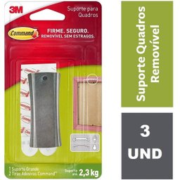 Kit com 3 Suporte Adesivo para Quadros Command AÇO Grande ATE 2,3KG 3M HB004254320 - 1
