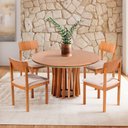 Ver imagem 3 de Mesa de Jantar Oliva 6 Lugares Redonda MDF 130cm Verniz Avelã Espaço Casa & Jardim