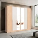 Ver imagem 1 de Guarda-Roupa Casal 6 Portas com Espelho Marseille Bege/Carvalho Nature/Off White