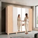 Ver imagem 5 de Guarda-Roupa Casal 6 Portas com Espelho Marseille Bege/Carvalho Nature/Off White