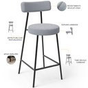 Ver imagem 4 de Kit 03 Banquetas Baixa para Cozinha Sala de Jantar Bar Bancada Milão L02 Bouclê Cinza - lyam decor L