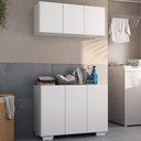 Ver imagem 2 de Conjunto Lavanderia Multiuso Armário Aéreo e Balcão 3 Portas Multimóveis Mp5051 Branco