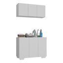 Ver imagem 1 de Conjunto Lavanderia Multiuso Armário Aéreo e Balcão 3 Portas Multimóveis Mp5051 Branco
