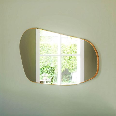 Espelho Orgânico Decorativo 70cm Mdf Dalla Costa Casa Lar Cor:freijó