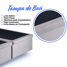 Cama Box Baú Queen 158x198x42cm Suede com Pistão a Gás - 7 Cama Box Baú Queen 158x198x42cm Suede com Pistão a Gás - 7