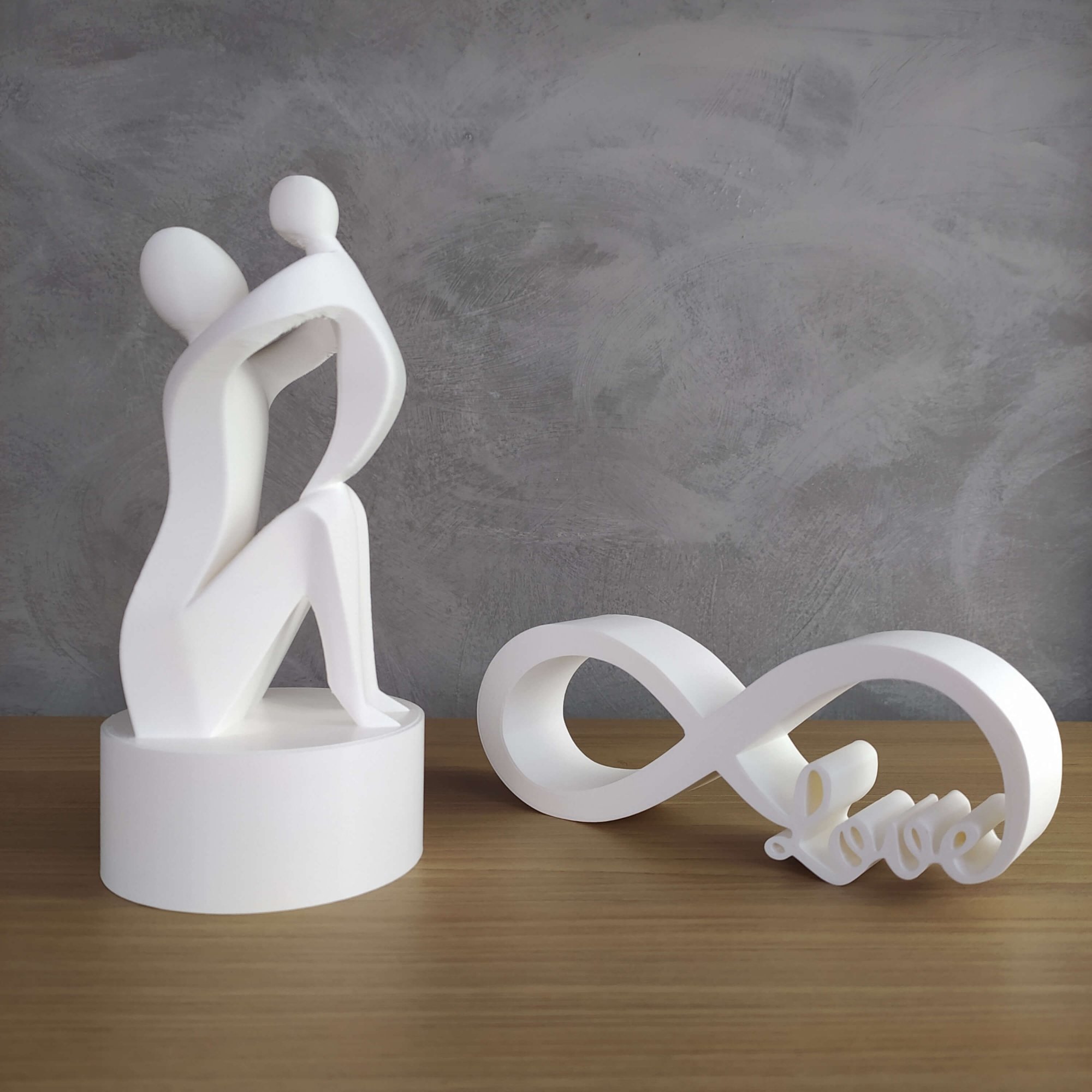 Escultura Decorativa Mãe e Filho(a) Grande + Infinito - Branco