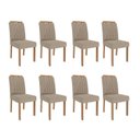 Ver imagem 1 de Kit 8 Cadeiras para Sala de Jantar Estofadas Paola Bege/Madeira