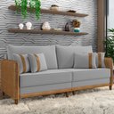 Ver imagem 2 de Sofá 3 Lugares Sala de Estar Living 252cm Asbury K01 Veludo Cinza Claro Couríssimo Camel - Lyam Deco