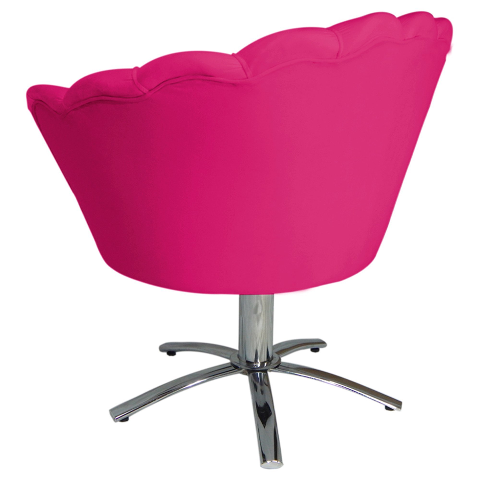 Poltrona Cadeira com Base Giratoria Cromado Pétala Veludo Pink - 3