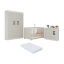 Ver imagem 1 de Quarto de Bebê Completo com Berço Americano 3 em 1 Colchão Teddy Multimóveis Mp4660 Branco/off
