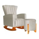 Ver imagem 1 de Kit Poltrona Amamentação Balanço + Puff Suede Bege - Belliv Decor