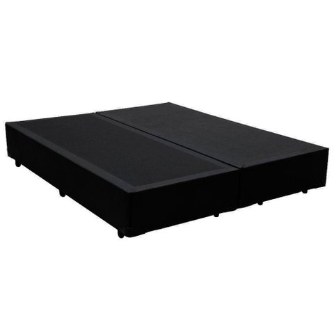 Cama Box Queen Bipartido Sintético Mega Cama Preto