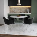 Ver imagem 1 de Mesa Jantar Redonda 110cm Branca Clips 3 Pés com 4 Poltronas Pretas Ferro Branco - Cor: Branco