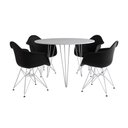 Ver imagem 6 de Mesa Jantar Redonda 110cm Branca Clips 3 Pés com 4 Poltronas Pretas Ferro Branco - Cor: Branco