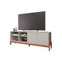 Ver imagem 1 de Rack Bancada P/ Tv até 60 Pol Holanda 1.8 Ripado C/ 2 Porta e 4 Nichos 185cm Off White/cinamomo -