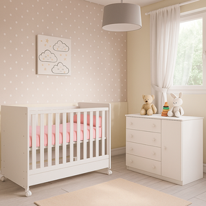 Cômoda Infantil Doce Sonho + Berço Americano Combinação Perfeita - Qmovi