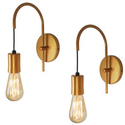 Kit 2 Arandelas Abajur Luminária Parede Quarto Cama Dourado - 1