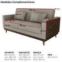 Ver imagem 4 de Sofa Cama 2 Lugares 203 Cm Esther Veludo Corino Marrom Whisk Milani Store