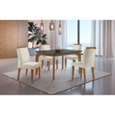 Ver imagem 1 de Conjunto Sala de Jantar Mesa Liz 120cm com Vidro Canto Copo e 4 Cadeiras Athenas Moderna