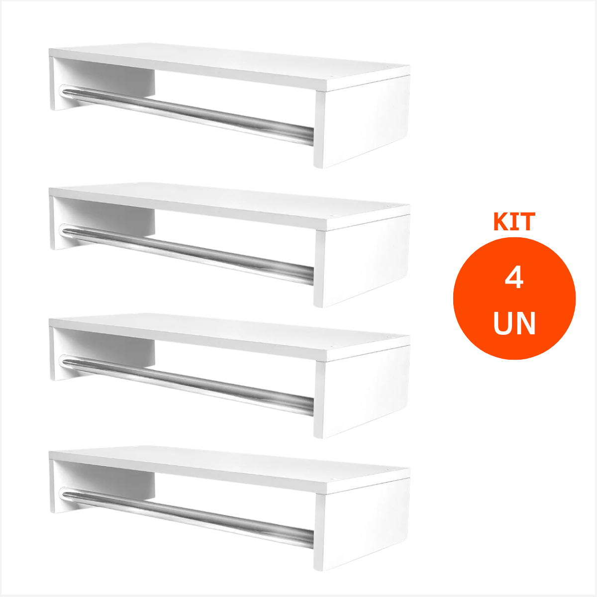 Kit 4 Cabideiros Arara Suspenso para Lavandeira Quarto Closet Branco - 2