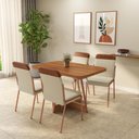 Ver imagem 2 de Conjunto Sala de Jantar 4 Cadeiras Malu Carraro Nogal Rosê