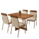 Ver imagem 1 de Conjunto Sala de Jantar 4 Cadeiras Malu Carraro Nogal Rosê