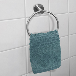 Porta Toalha Toalheiro Argola Inox Escovado Suporte Toalha de Rosto Mãos De Parede Redondo Acessório - 2