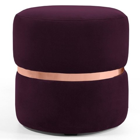Puff Decorativo Com Cinto Rosê Round B-292 Veludo Uva