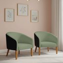 Ver imagem 1 de Poltrona Sala Decorativa Kit 2 Stella Pé Madeira Trapézio Castanho Sintético Pu D03 - D’Rossi