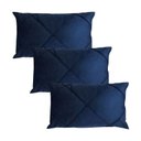 Ver imagem 1 de Kit 3 Capas para Almofada em Veludo Drapeada Retangular 60x40 Cor:azul Marinho