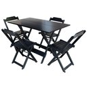 Ver imagem 5 de Kit 3 Jogos De Mesa Dobravel Com 4 Cadeiras De Madeira 120X70 Para Restaurante E Bar - Preto