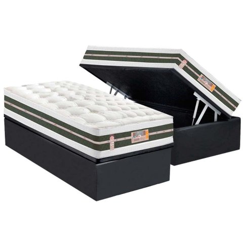 Cama Box Baú Solteiro: Colchão Molas Castor Pocket Silver Star Air Max 3D + Base CRC Suede Gray(
