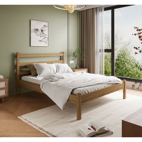 Cama Casal Luiza Rústica 100% Madeira Maciça Marrom/Envelhecido
