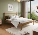 Ver imagem 1 de Cama Casal Luiza Rústica 100% Madeira Maciça Marrom/Envelhecido
