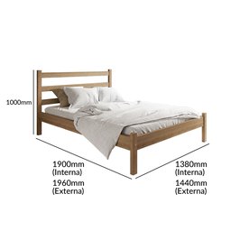 Cama Casal Luiza Rústica 100% Madeira Maciça - 3