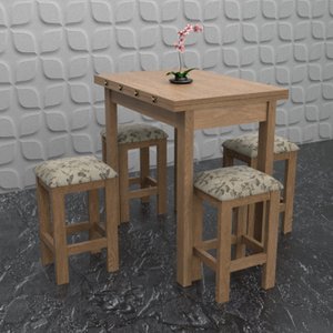 Conjunto De Mesa Dobrável Com 4 Bancos Romana 