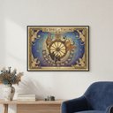 Ver imagem 1 de Quadro Carta Tarot Gatos Roda Fortuna 70x50cm Mold Branca