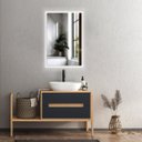 Ver imagem 3 de Espelho Multiuso Lapidado Pendurador Led Branco 60x40cm Retangular Cantos Botão