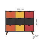 Ver imagem 2 de Nicho Organizador Retro Preto com 9 Gavetas Preto/Colorida 108 x 92,5cm - FdECOR