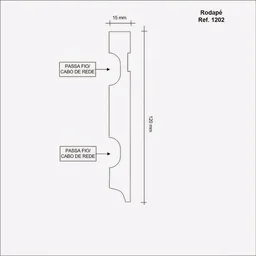 Rodapé de MDF 12cm x 15mm x 2,40m com Friso Moldufama 1202 - 2