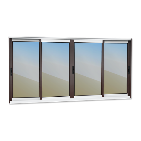 Janela Alumínio Elite 4 Folhas Moveis 120 x 200 V.Reflex Mix Corten Brimak
